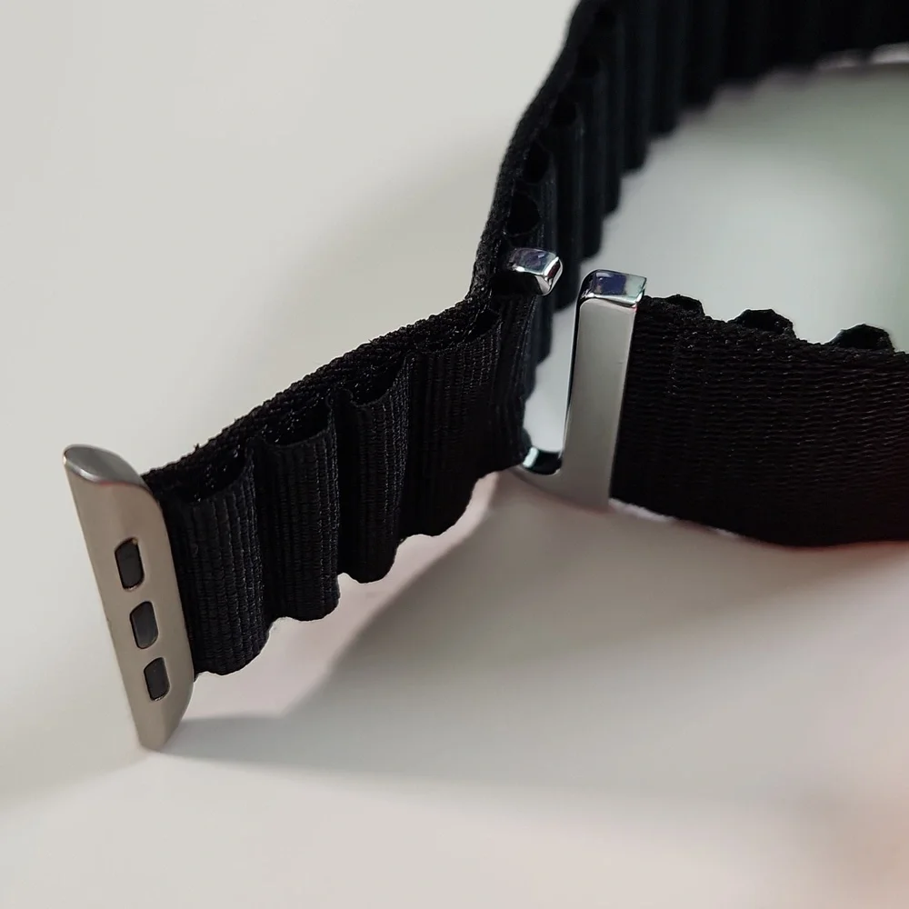 44mm lug Apple Compatible cloth hook watch bands: 1 BLACK, 1 ORANGE